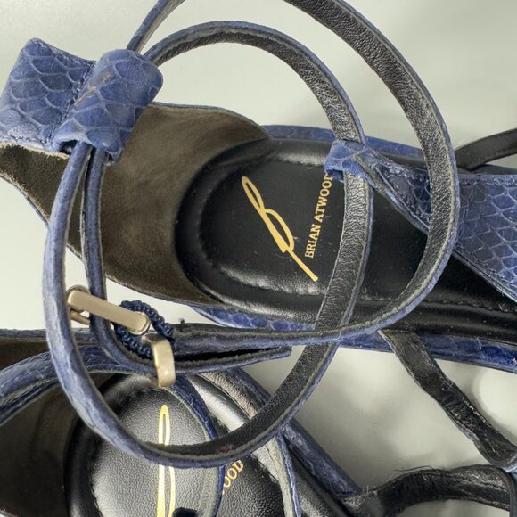 Brian Atwood Caterina Blue Leather Sandals, Size 8 - Picture 11 of 12
